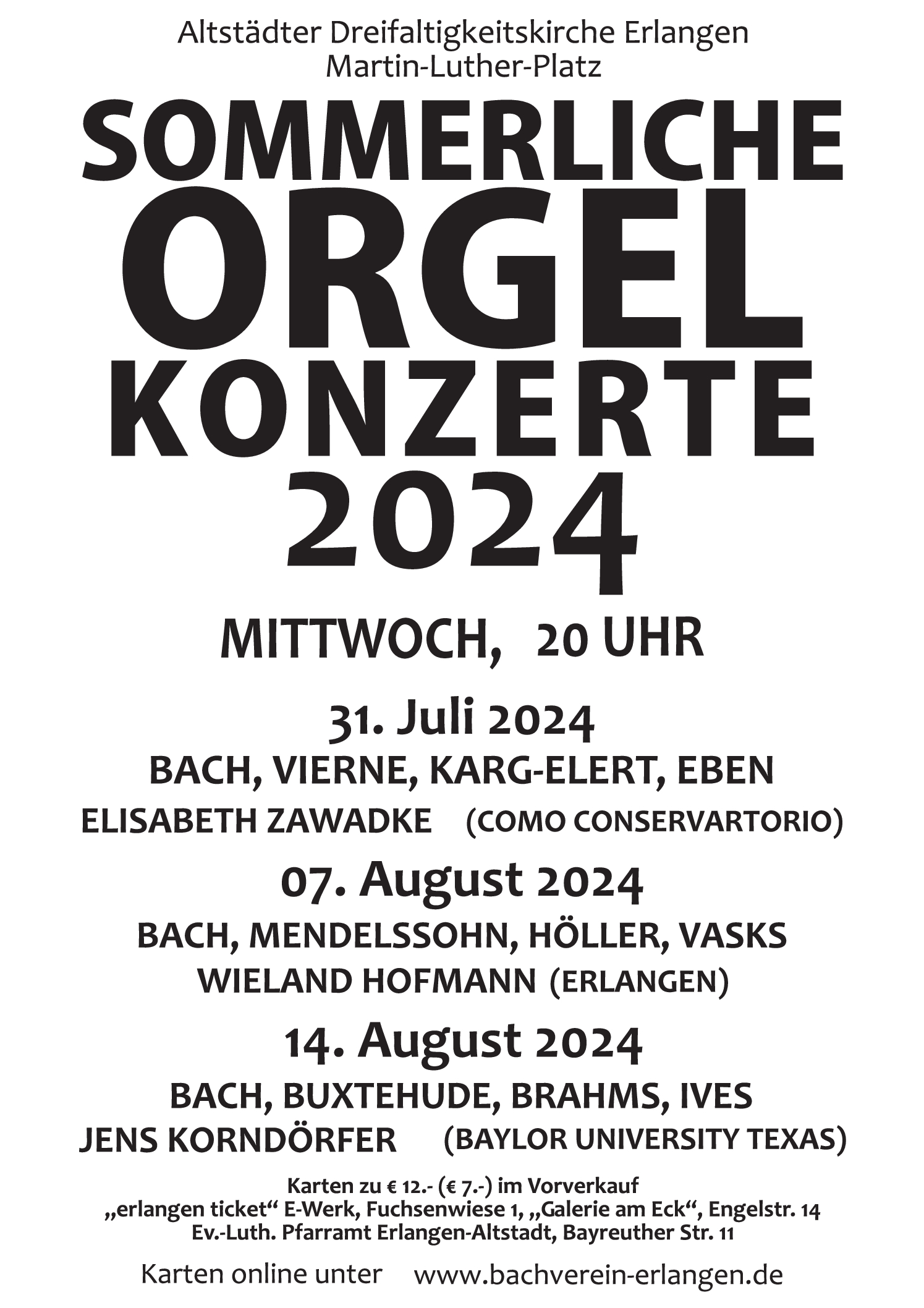 Sommerliche Orgelkonzerte 2024